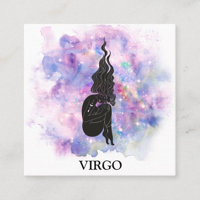 *~* VÅG Zodiac Astrology Läsning av Rosa Blue Fyrkantigt Visitkort (Framsida)