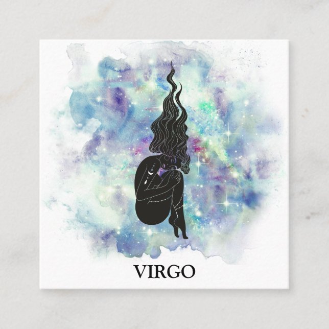 *~* VÅG Zodiac Astrology Readeal + Blue Fyrkantigt Visitkort (Framsida)