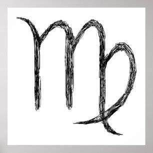 Våg. Zodiac Astrology-tecken. Svart. Poster