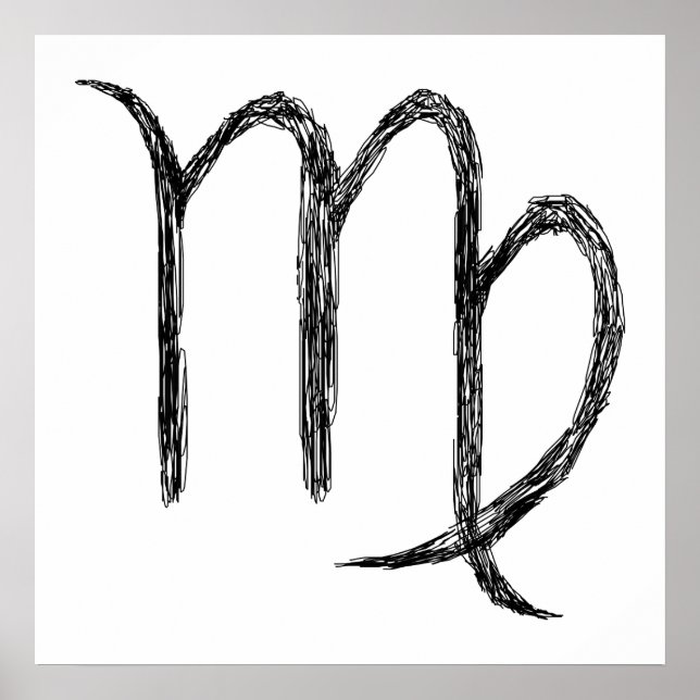 Våg. Zodiac Astrology-tecken. Svart. Poster (Framsidan)