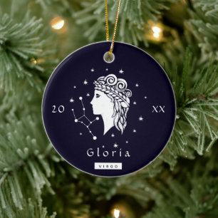 Våg Zodiac Birthday Stjärntecken Namn år Julgransprydnad Keramik