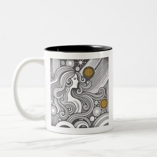 Våg Zodiac Black and White Mugg (Vänster)