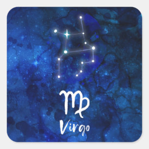 Våg Zodiac Constellation Blue Galaxy Celestial Fyrkantigt Klistermärke