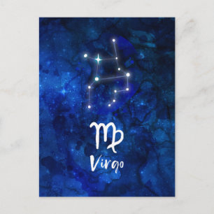 Våg Zodiac Constellation Blue Galaxy Celestial Vykort