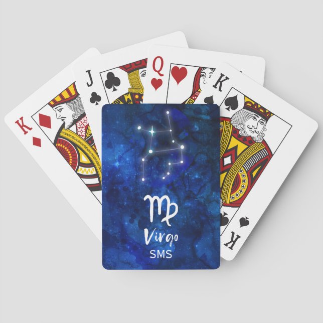 Våg Zodiac Constellation Blue Galaxy Monogram Casinokort (Baksidan)
