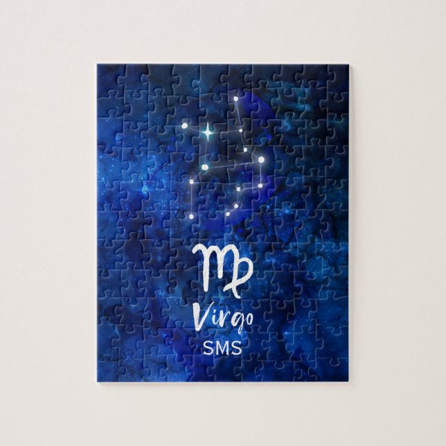 Våg Zodiac Constellation Blue Galaxy Monogram Pussel (Vertikal)