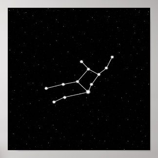 Våg Zodiac Constellation Modern Black & White Poster