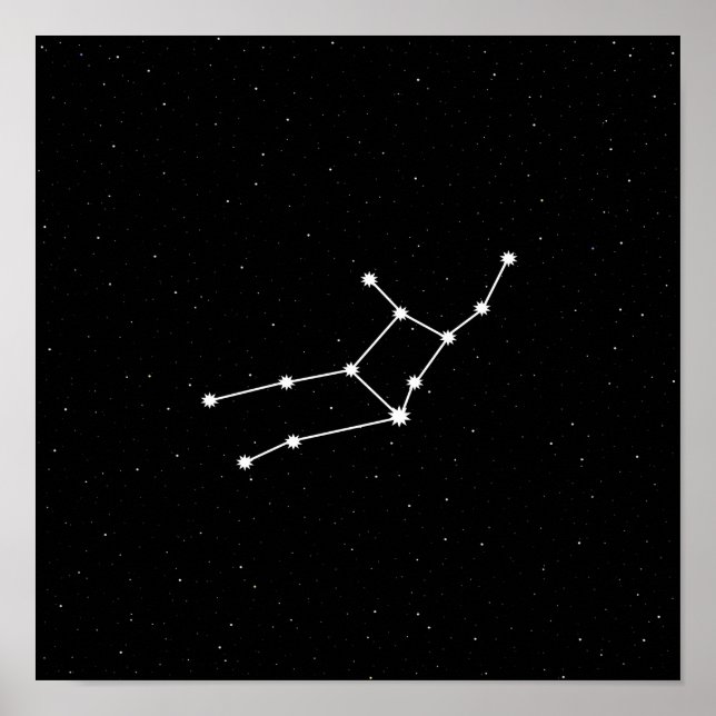 Våg Zodiac Constellation Modern Black & White Poster (Framsidan)