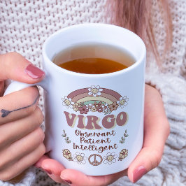 Våg Zodiac Groovy Retro Blommigt Rainbow Kaffemugg