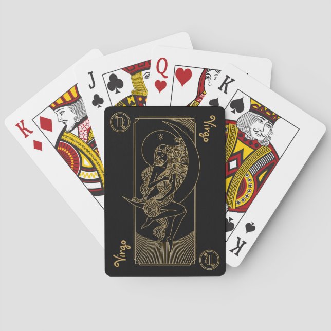 Våg Zodiac Guld och Black Design Casinokort (Baksidan)