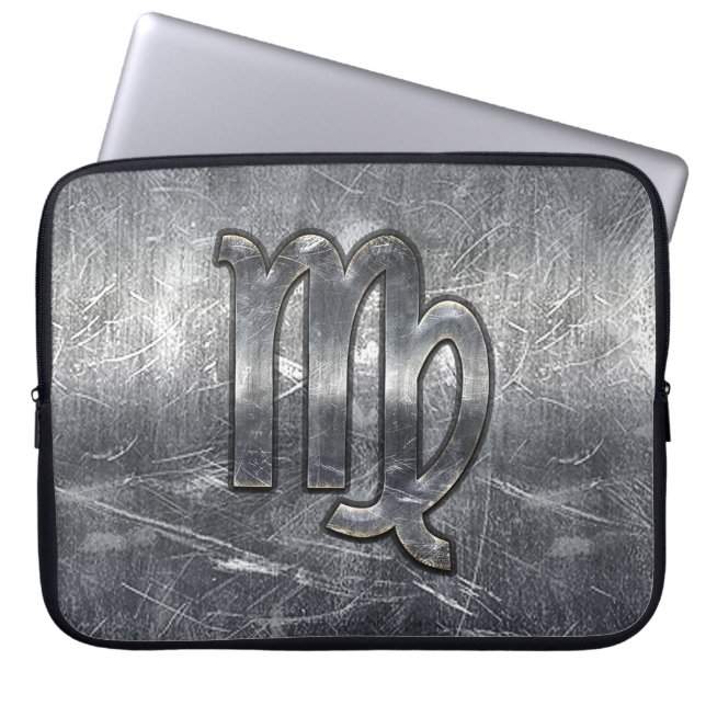 Våg Zodiac i Silver Distress Stil Laptop Sleeve (Framsidan)
