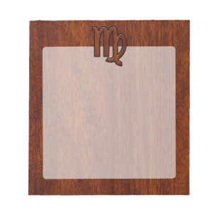 Våg Zodiac Logga in Mahogany wood stil Anteckningsblock