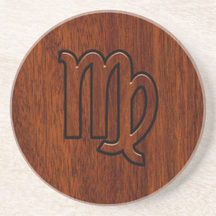 Våg Zodiac Logga in Mahogany wood stil decor Underlägg