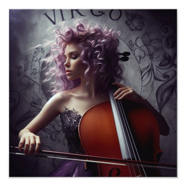 Våg Zodiac Musician Cello Fototryck (Framsidan)