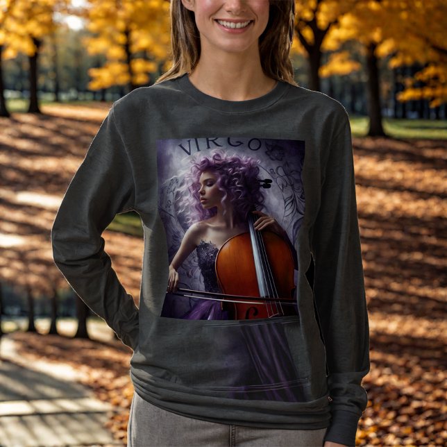 Våg Zodiac Musician Cello T Shirt (Skapare uppladdad)