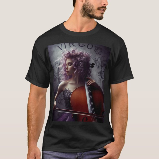 Våg Zodiac Musician Cello T Shirt (Framsida)