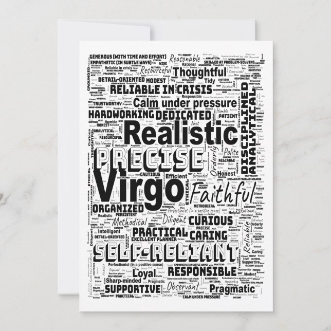 Våg Zodiac Ord Cloud inspiration Inbjudningar (Baksida)