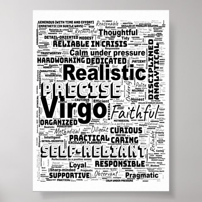 Våg Zodiac Ord Cloud Inspiration Poster (S) (Framsidan)