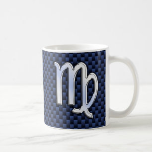 Våg Zodiac på Stil vid utskrift av marinblåkolsfib Kaffemugg