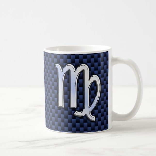 Våg Zodiac på Stil vid utskrift av marinblåkolsfib Kaffemugg (Höger)