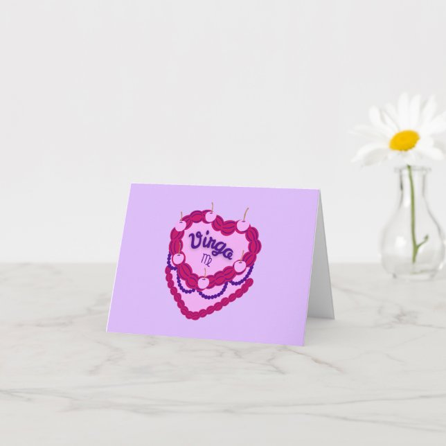 Våg Zodiac Pastel Heart Birthday Cake Kort (Liten växt)