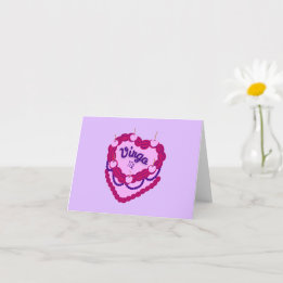 Våg Zodiac Pastel Heart Birthday Cake Kort