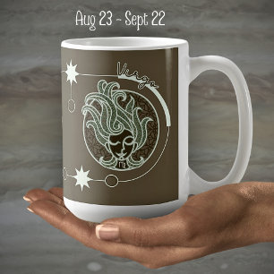 Våg Zodiac Sign Astrology Mandala Brown Grönt Kaffemugg