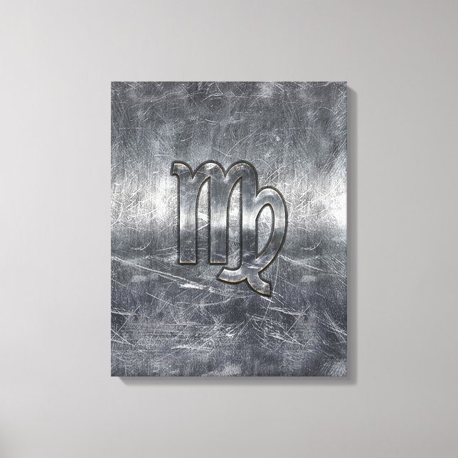 Våg Zodiac Sign Grunge Distress Stil Canvastryck (Framsida)