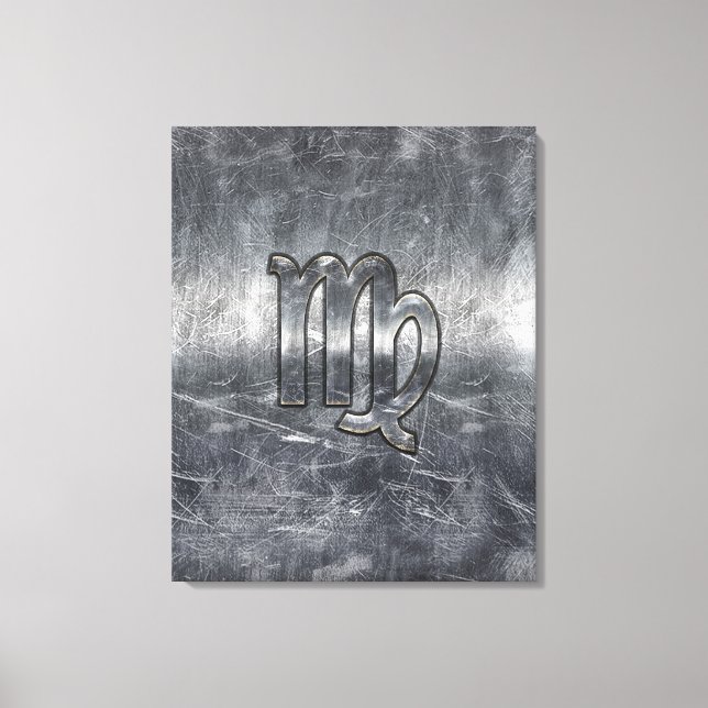 Våg Zodiac Sign Grunge Distress Stil Canvastryck (Framsida)