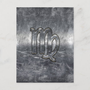 Våg Zodiac Sign Grunge Distress Stil Vykort