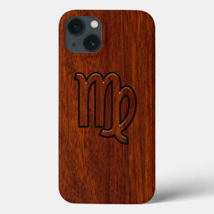 Våg Zodiac Sign Mahogany Wood Stil Decor