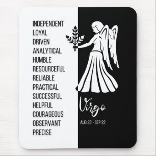 Våg Zodiac Sign Mousepad, Black & White Musmatta
