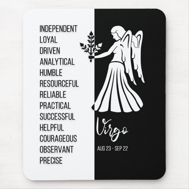 Våg Zodiac Sign Mousepad, Black & White Musmatta (Framsidan)