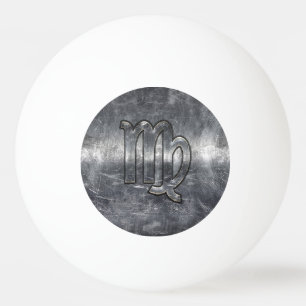 Våg Zodiac Sign Silver Grunge Distress Stil Pingisboll