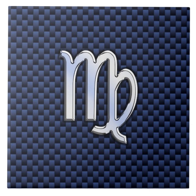 Våg Zodiac Silver Signera Blue Carbon Fiber Print Kakelplatta (Framsidan)