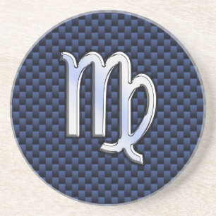 Våg Zodiac Silver Signera Blue Carbon Fiber Print Underlägg Sandsten