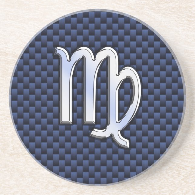 Våg Zodiac Silver Signera Blue Carbon Fiber Print Underlägg Sandsten (Framsidan)