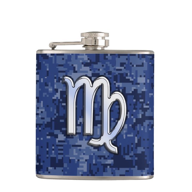 Våg Zodiac Silver-tecken på marinblå digitalkamera Fickplunta (Framsidan)
