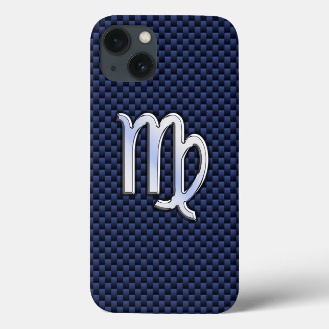 Våg Zodiac-skylt på utskrift av blå kolfiber (Baksida)