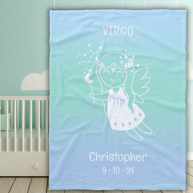 Våg Zodiac Star Namn Birthdate Blue Baby Fleecefilt (Skapare uppladdad)