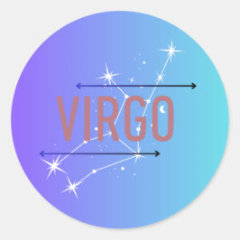 Våg Zodiac Sticker Blue Runt Klistermärke