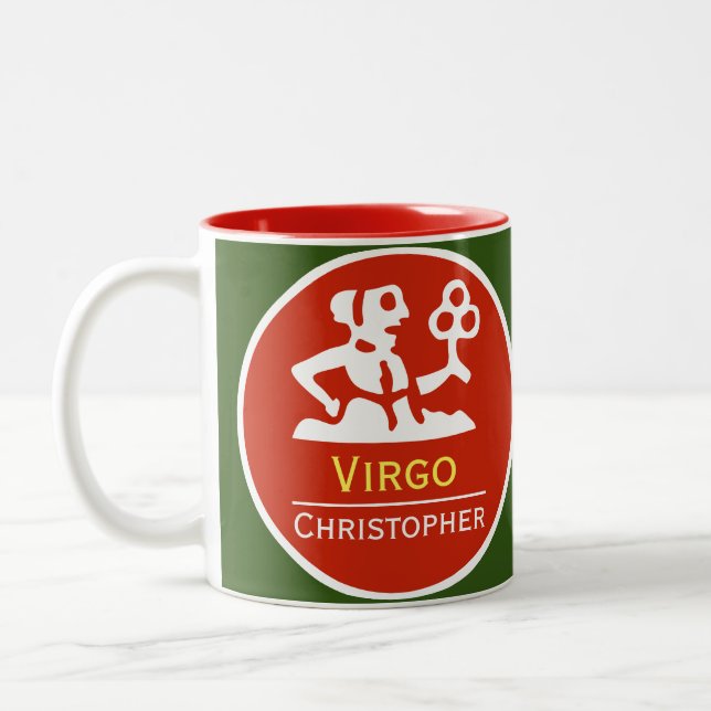 Våg Zodiac-Stjärntecken med ägarens Namn Två-Tonad Mugg (Vänster)