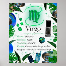 Våg Zodiac Stjärntecken Y2K Vit 4:5 Poster