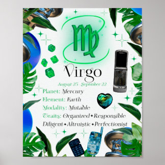 Våg Zodiac Stjärntecken Y2K Vit 4:5 Poster