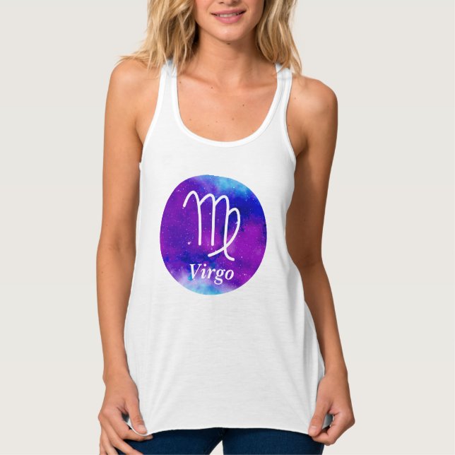 Våg Zodiac Symbol Space Nebula Linne Med Racerback (Framsida)