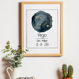 Våg Zodiac-tecken: Anpassat namn och födelsedag Poster
