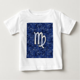 Våg Zodiac-tecken på blå digitalkamouflage T-shirt