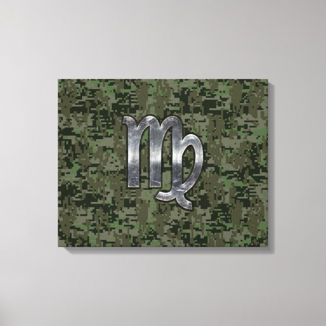 Våg Zodiac-tecken på Grönt Digital Camo Canvastryck (Framsida)
