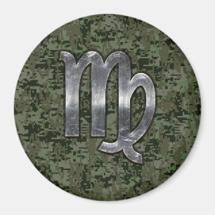 Våg Zodiac-tecken på Grönt Digital Camo Magnet