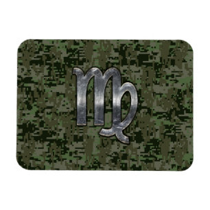 Våg Zodiac-tecken på Grönt Digital Camo Magnet